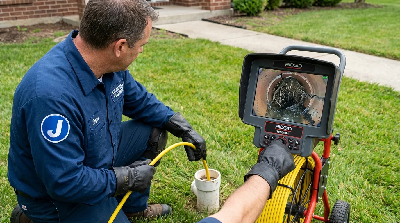 Sewer camera inspection being performed by Johns Plumbing LLC in Dixmont